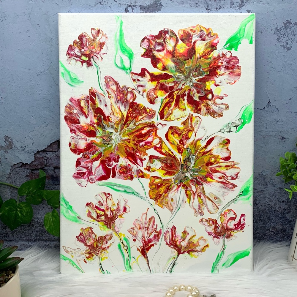 ORIGINAL FLOWER ACRYLIC PAINTING 12x16”